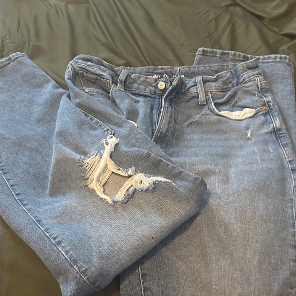 Distressed Blue Jeans Old Navy OG Loose